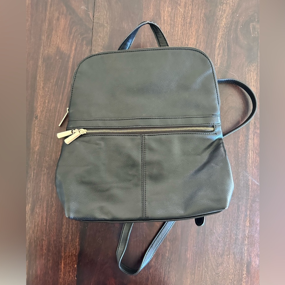 Black leather backpack